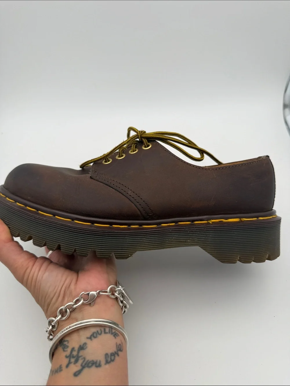 Vintage Dr. Martens Made in England Aztec Crazy Horse 1561 4 Hole Brown Oxford 6